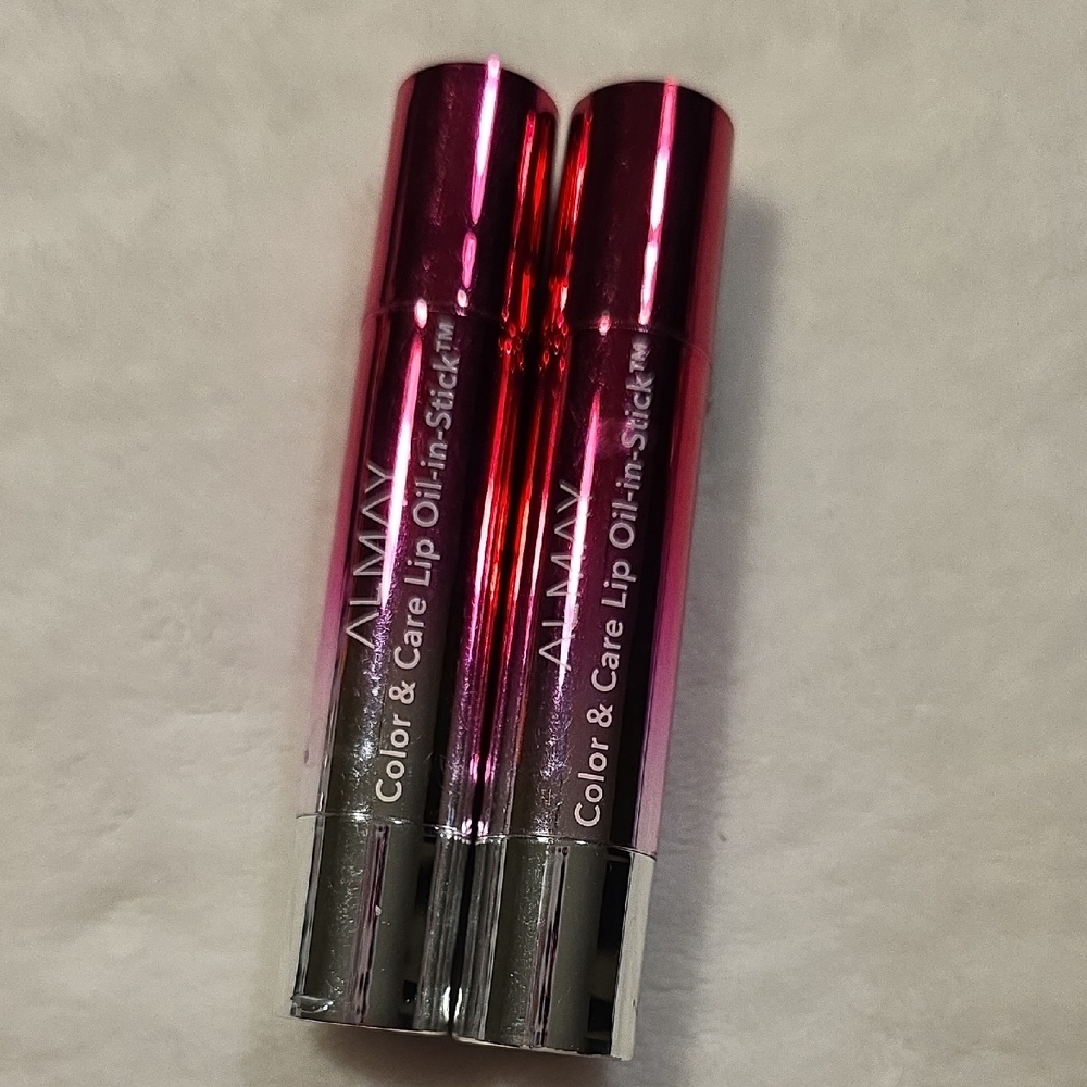 New~ Almay Color & Care Lip Oil In Stick Duo Set ~ 110 Sugar Plum
